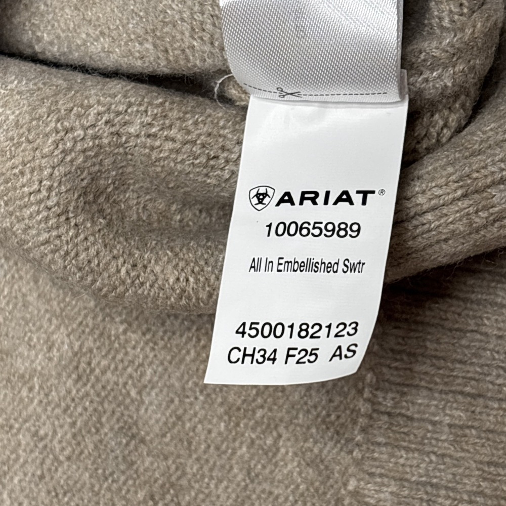 Ariat Beaded Floral Western Mock Neck Sweater NWT XL Oatmeal Heather - Picture 15 of 16
